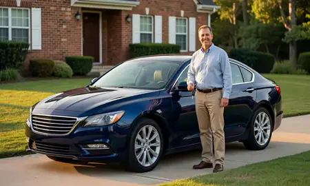 Car delivered to a driveway in Wilmington, North Carolina, United States