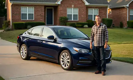 Car delivered to a driveway in Wilson, North Carolina, United States
