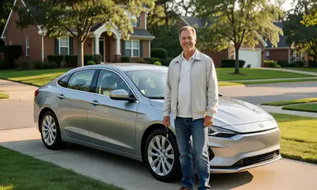 Car delivered to a driveway in Winston-Salem, North Carolina, United States