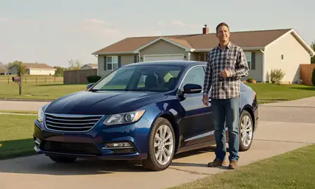 Car delivered to a driveway in Beulah, North Dakota, United States