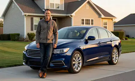 Customer with their delivered car in Bismarck, North Dakota, United States