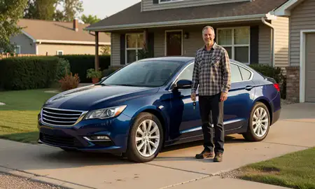 Car delivered to a driveway in Bismarck, North Dakota, United States
