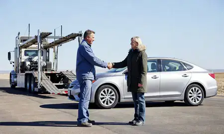 Vehicle owner beside their delivered car in Bismarck, North Dakota, United States