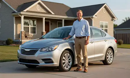 Customer with their delivered car in Carrington, North Dakota, United States
