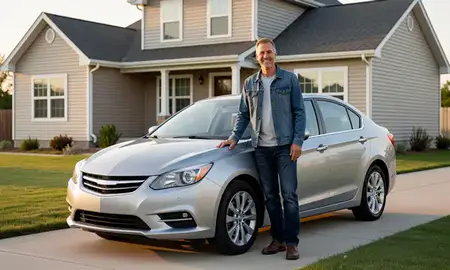 Customer with their delivered car in Casselton, North Dakota, United States