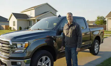 Car delivered to a driveway in Dickinson, North Dakota, United States