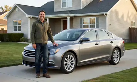 Customer with their delivered car in Fargo, North Dakota, United States