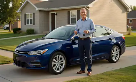 Car delivered to a driveway in Fargo, North Dakota, United States