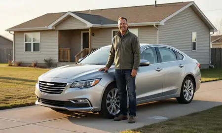 Customer with their delivered car in Grand Forks AFB, North Dakota, United States