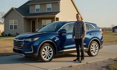 Car delivered to a driveway in Grand Forks AFB, North Dakota, United States