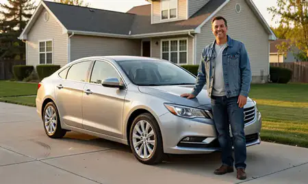 Customer with their delivered car in Grand Forks, North Dakota, United States