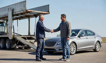 Vehicle owner beside their delivered car in Grand Forks, North Dakota, United States