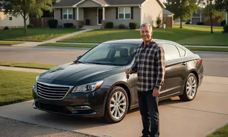 Car delivered to a driveway in Harvey, North Dakota, United States