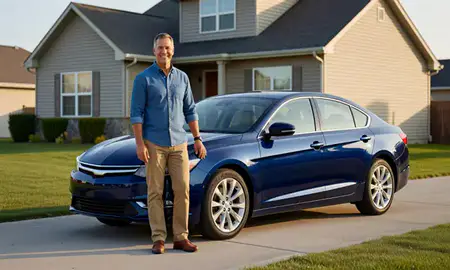Customer with their delivered car in Horace, North Dakota, United States