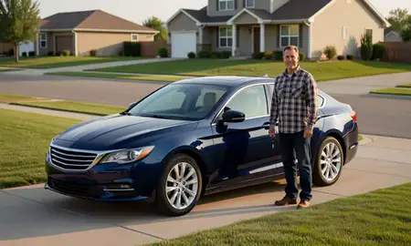 Car delivered to a driveway in Horace, North Dakota, United States