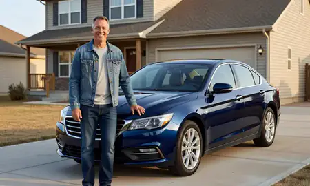 Customer with their delivered car in Jamestown, North Dakota, United States