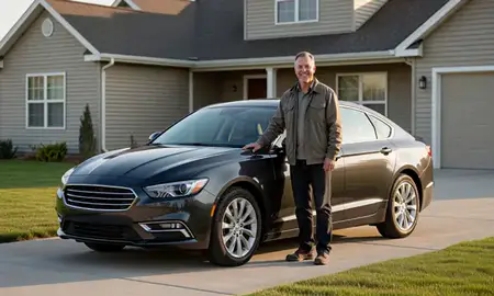 Customer with their delivered car in Lincoln, North Dakota, United States