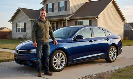 Customer with their delivered car in Mandan, North Dakota, United States