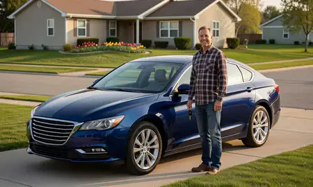 Car delivered to a driveway in Mayville, North Dakota, United States