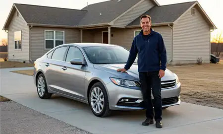 Customer with their delivered car in Minot AFB, North Dakota, United States