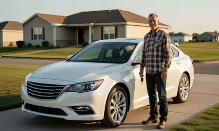 Car delivered to a driveway in Minot AFB, North Dakota, United States