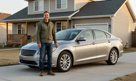 Customer with their delivered car in Minot, North Dakota, United States