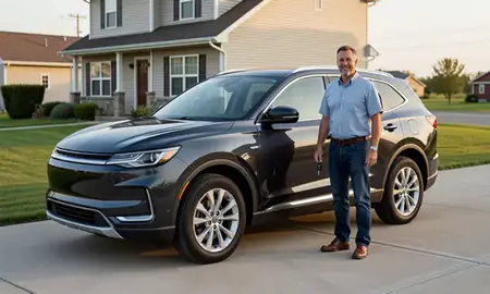 Car delivered to a driveway in Minot, North Dakota, United States