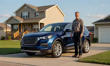 Car delivered to a driveway in Stanley, North Dakota, United States