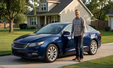 Car delivered to a driveway in Wahpeton, North Dakota, United States