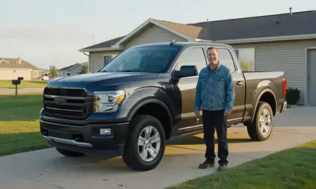Car delivered to a driveway in Williston, North Dakota, United States