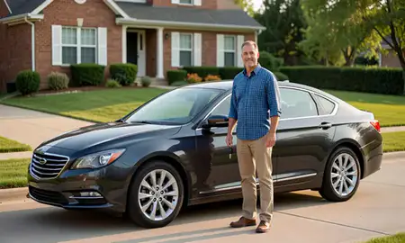 Car delivered to a driveway in Ohio, United States