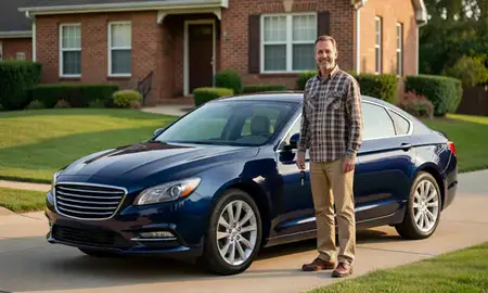Car delivered to a driveway in Akron, Ohio, United States