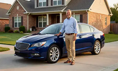 Customer with their delivered car in Beavercreek, Ohio, United States