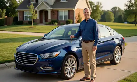 Car delivered to a driveway in Beavercreek, Ohio, United States