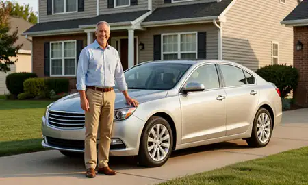 Customer with their delivered car in Canton, Ohio, United States
