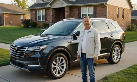 Car delivered to a driveway in Canton, Ohio, United States