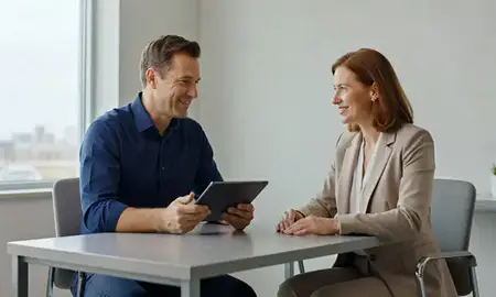 Customer discussing car shipping options in Canton, Ohio, United States