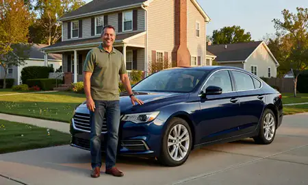 Customer with their delivered car in Cincinnati, Ohio, United States