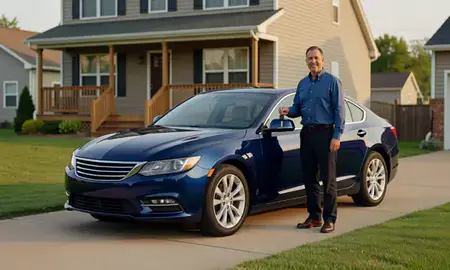 Car delivered to a driveway in Cincinnati, Ohio, United States