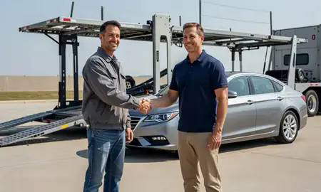 Vehicle owner beside their delivered car in Cincinnati, Ohio, United States