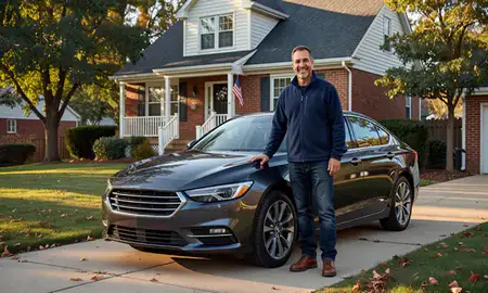 Customer with their delivered car in Cleveland Heights, Ohio, United States