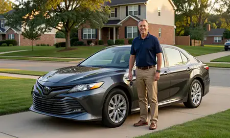 Car delivered to a driveway in Cleveland Heights, Ohio, United States
