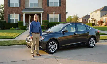 Car delivered to a driveway in Cleveland, Ohio, United States