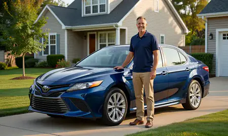 Customer with their delivered car in Columbus, Ohio, United States