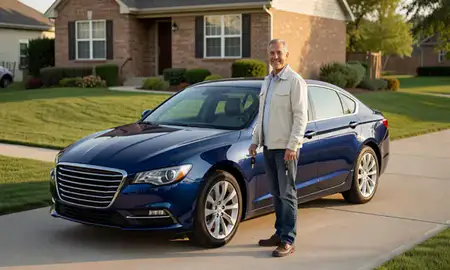 Car delivered to a driveway in Columbus, Ohio, United States