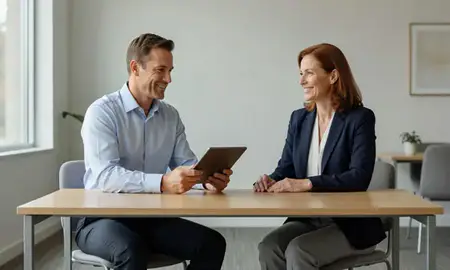 Customer discussing car shipping options in Cuyahoga Falls, Ohio, United States