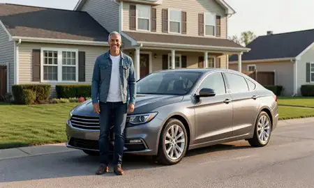 Customer with their delivered car in Dayton, Ohio, United States