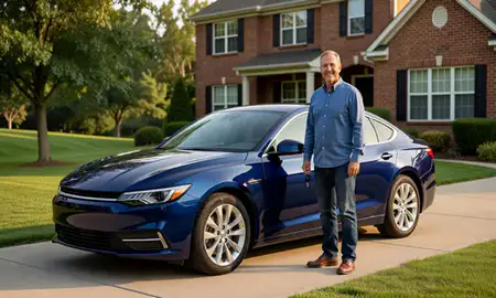 Car delivered to a driveway in Dayton, Ohio, United States