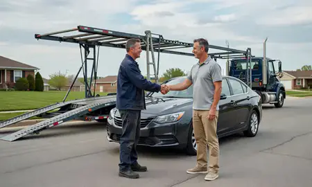 Vehicle owner beside their delivered car in Dayton, Ohio, United States