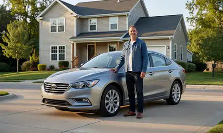 Customer with their delivered car in Delaware, Ohio, United States